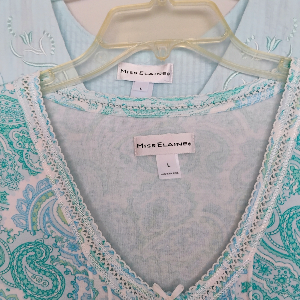 Miss Elaine Aqua Paisley Nightgown Set - Picture 4 of 16